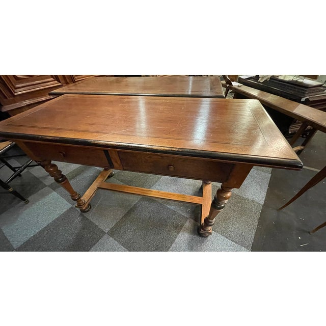 Wood Oak Desk with Drawers For Sale - Image 7 of 16
