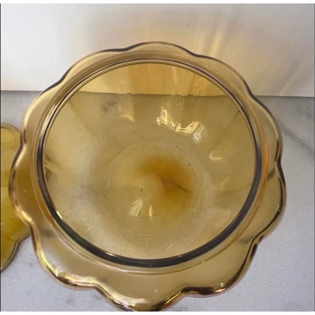 Vintage Anchor Hocking Glass Amber Pumpkin Candy/Cookie Jar Halloween/Fall Decor For Sale - Image 4 of 5