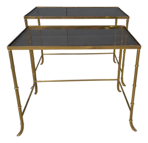 Brass Faux Bamboo Nesting Tables, 1960s, Set of 2