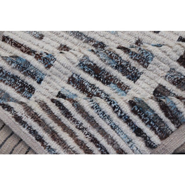 Distressed Modern Runner in Black and White With a Modern Casual Vibe 3'3 X 11'4 For Sale - Image 10 of 11