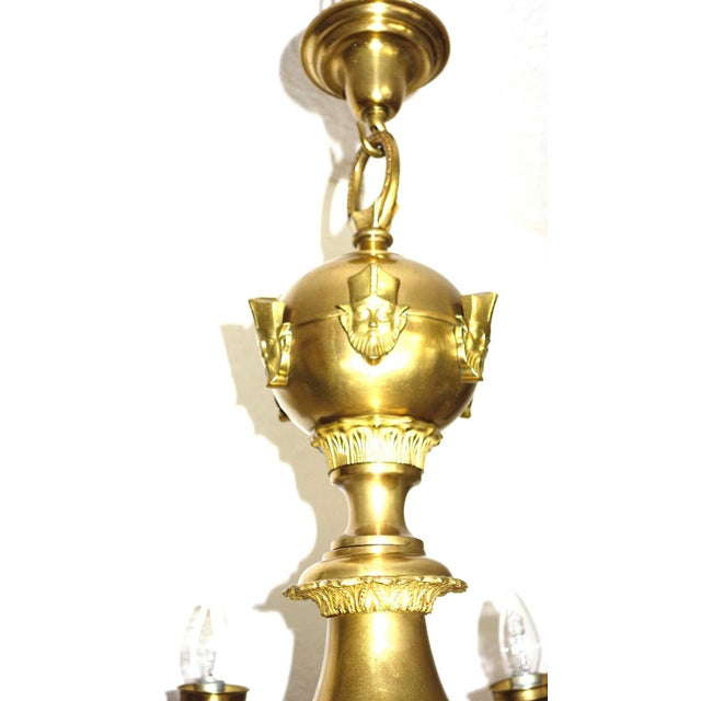 Antique French Brass 6-Light Putti Chandelier, 1940s For Sale - Image 6 of 11