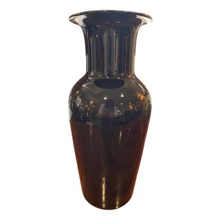 Murano Black Glass Vase by Barovier, 1960 For Sale