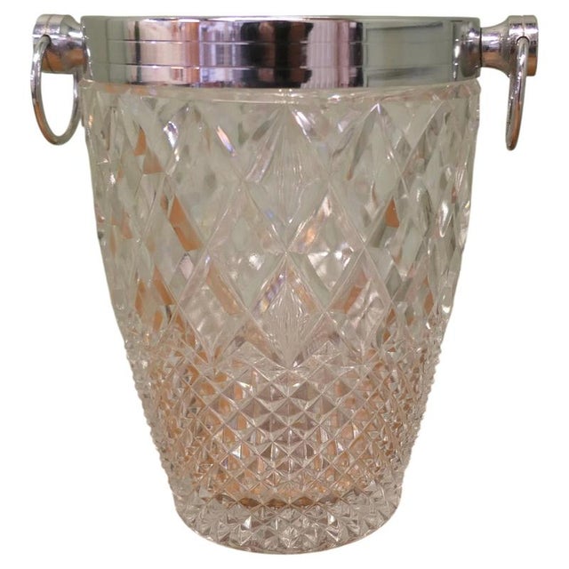 Glass Art Deco Diamond Pattern Champagne Wine Cooler, 1930 For Sale - Image 7 of 7