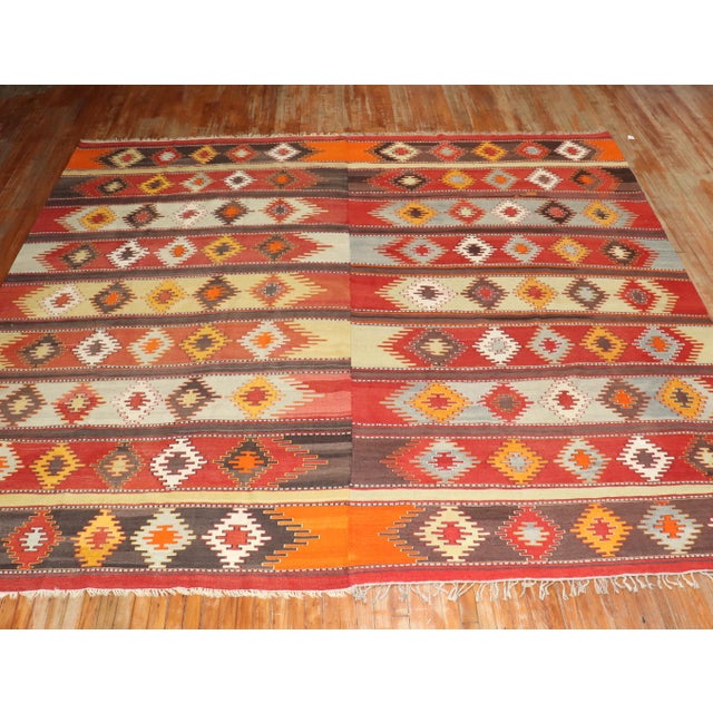 Vintage Zabihi Collection Turkish Large Square Kilim - 11'8" x 11'9" For Sale In New York - Image 6 of 10