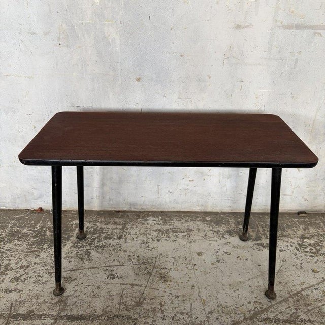 Contemporary Mid-Century Teak-Effect Coffee Table with Black Sputnik Metal Legs, 1960s For Sale - Image 3 of 10