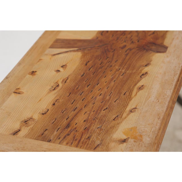 1980s Handcrafted Queen Anne Sofa Table, Fire-Figured Sugar Pine Top For Sale - Image 9 of 14