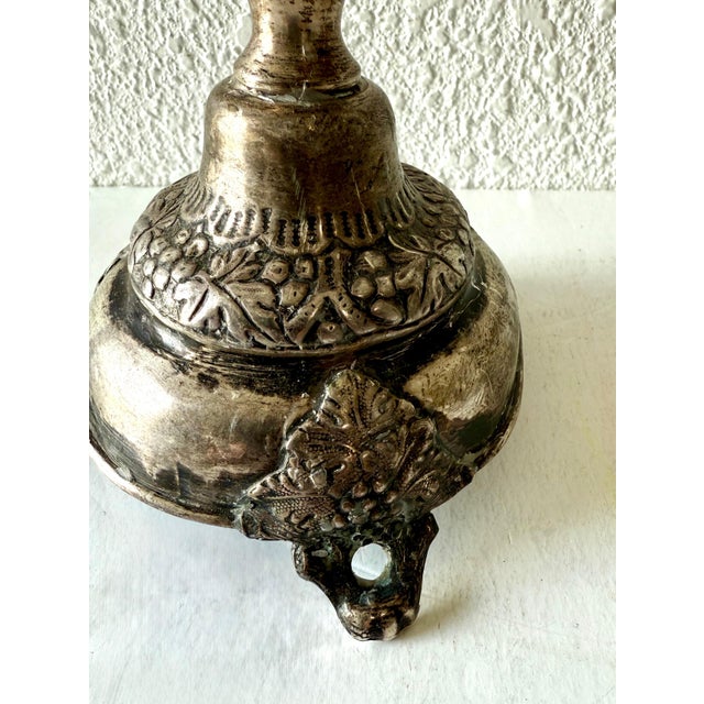 Rare 19th C. Antique Silver Judaica Shabbat Candlesticks Polish Szekman For Sale - Image 9 of 18