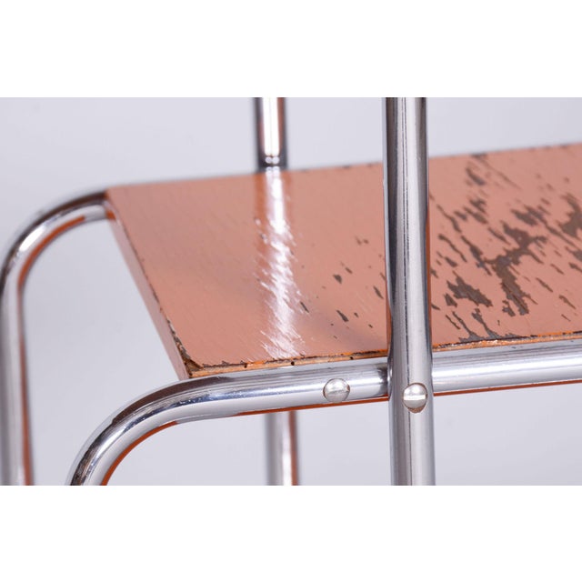 Bauhaus Chrome-Plated Steel and Lacquered Wood Shelf, 1930s For Sale - Image 9 of 10