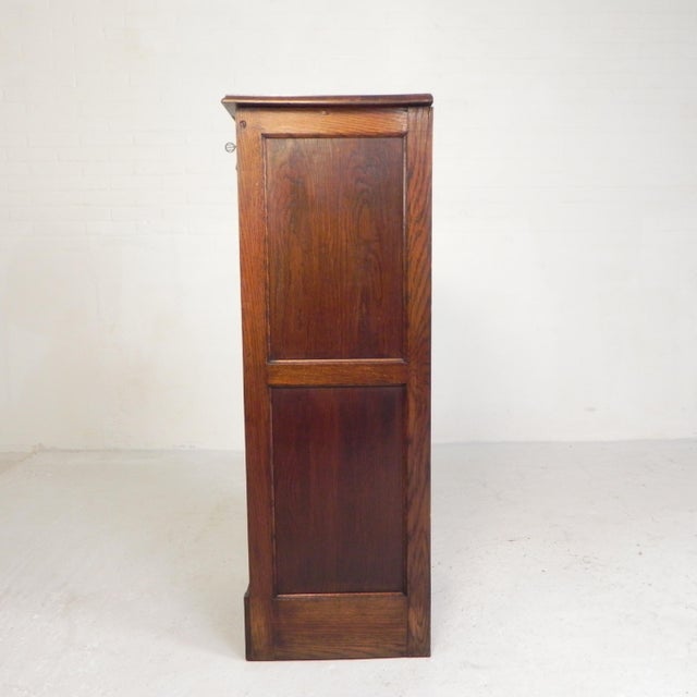 Brown Oak Roller Shutter Cabinet with Shutter, 1930s For Sale - Image 8 of 18