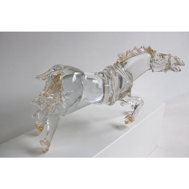 Mid-Century Italian Murano Glass Horse Sculpture with 24 Karat Gold by Arnaldo Zanella, 1970s For Sale - Image 9 of 18