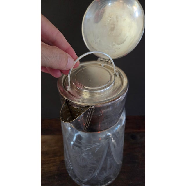 1930s German Cut Crystal and Silverplate Cooling-Tube Lemonade Pitcher For Sale - Image 11 of 18