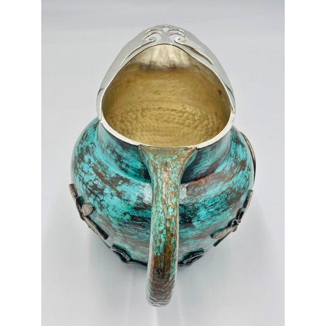 Emilia Castillo 1980s Emilia Castillo Silver Plated Water Pitcher With Butterflies & Verdigris Patina For Sale - Image 4 of 18