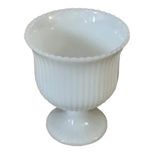 Vintage E O Brody Co Vintage White Milk Glass 7” Tall Footed Vase