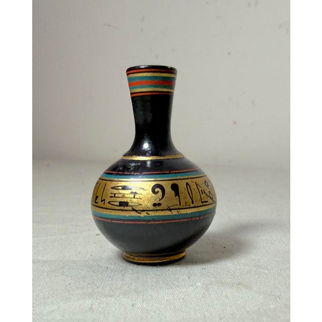 Antique Hand Painted Greek Glazed Miniature Dollhouse Pottery Clay Vase For Sale - Image 4 of 7