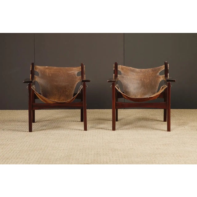 Mid-Century Modern Sergio Rodrigues 'Kilin' Lounge Chairs in Rosewood & Leather, Oca, Brazil 1970s For Sale - Image 3 of 18