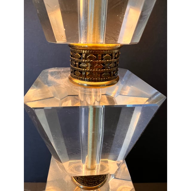 Pair of Hollywood Regency Hand Cut Lead Crystal Table Lamps Mid Century Modern For Sale - Image 11 of 13
