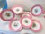Antique French Pink Old Paris Porcelain hand-painted dessert set with 12 plates and 5 assorted tazzas, porcelain with gilt accents - 17 pcs For Sale - Image 11 of 18