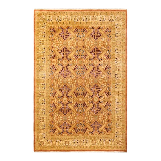 Mogul, One-of-a-Kind Hand-Knotted Area Rug in Brown, 6' 1" x 8' 10" For Sale