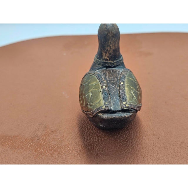 Vintage Wooden Duck in Brass-Plated, 1950s For Sale - Image 4 of 7
