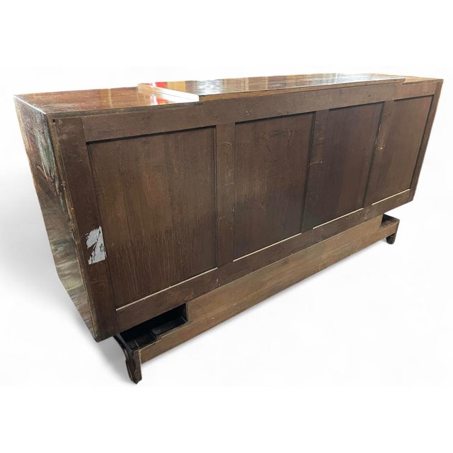 Brown Early 20th Century French Art Deco Brazilian Rosewood Credenza, in the Manner of Jules Leleu For Sale - Image 8 of 9