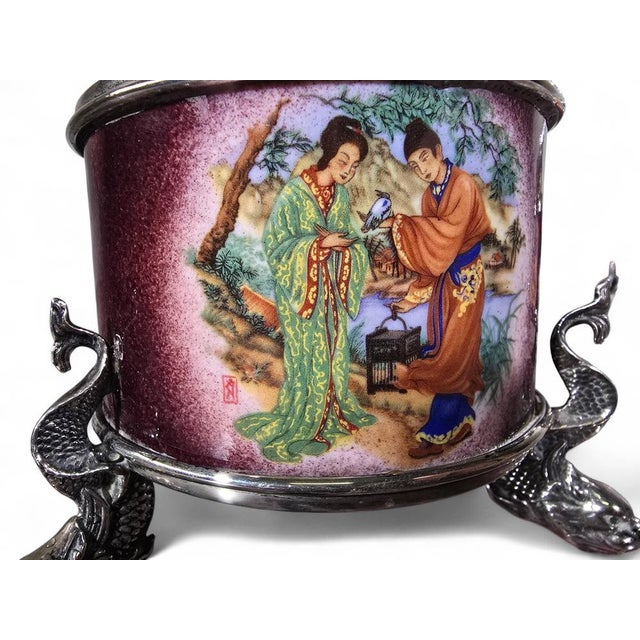 Gold Asian Silver and Enamel Lamps, 1940, Set of 2 For Sale - Image 8 of 10