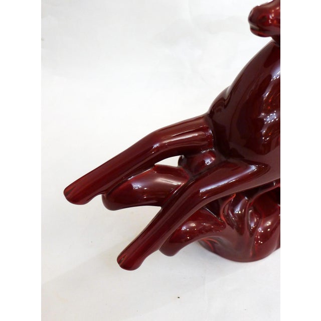 Ceramic Large Art Deco Sculpture of a Leaping Gazelle in Earthenware with Red Glaze, 1930s-1940s For Sale - Image 7 of 14