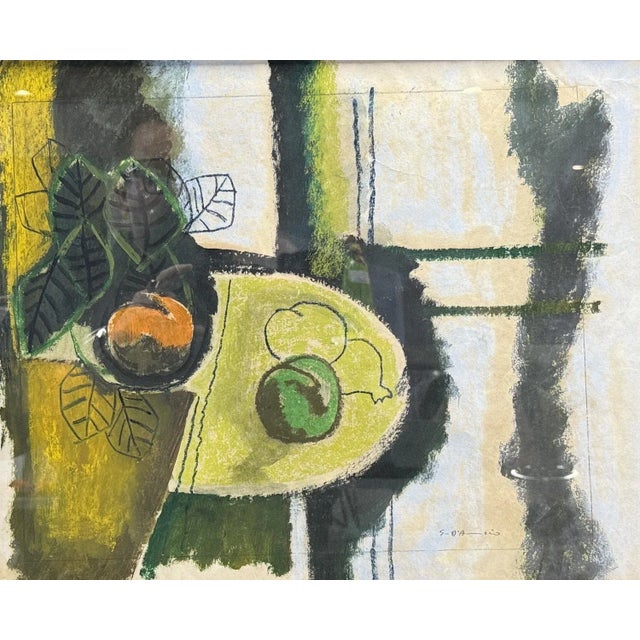 Gaetano d'Amico, Cubist Still Life, Oil and Pastel on Paper For Sale - Image 6 of 7