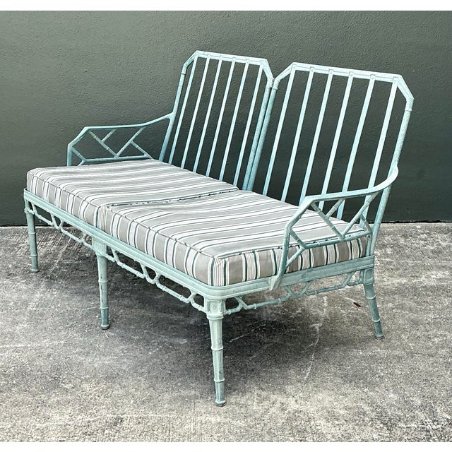 Vintage Cast Aluminum “Calcutta” Love Seat After Brown Jordan For Sale - Image 10 of 12