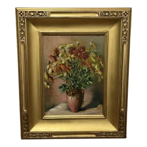 Early 20th Century Floral Still Life Oil Painting on Board by William Bradford Green, Framed