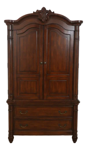 1990s Cherry 2 Piece Bedroom Armoire or Tv Cabinet