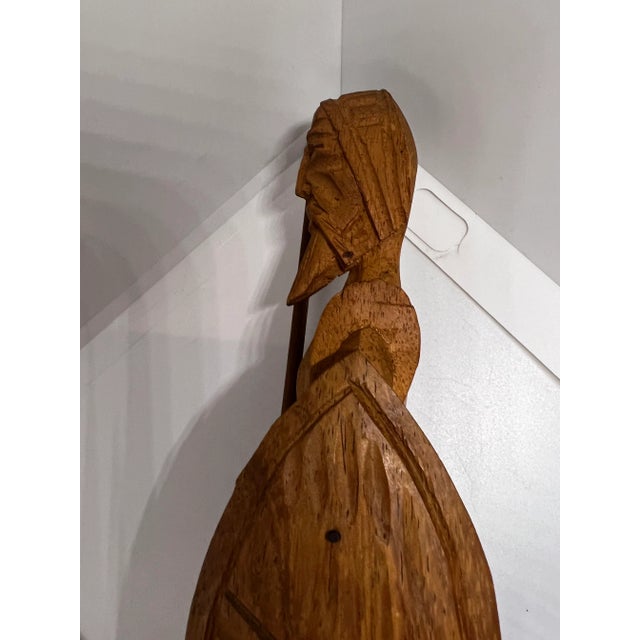 Mid 19th Century Hand Carved Don Quixote Sword & Shield Wooden Statue For Sale - Image 9 of 12
