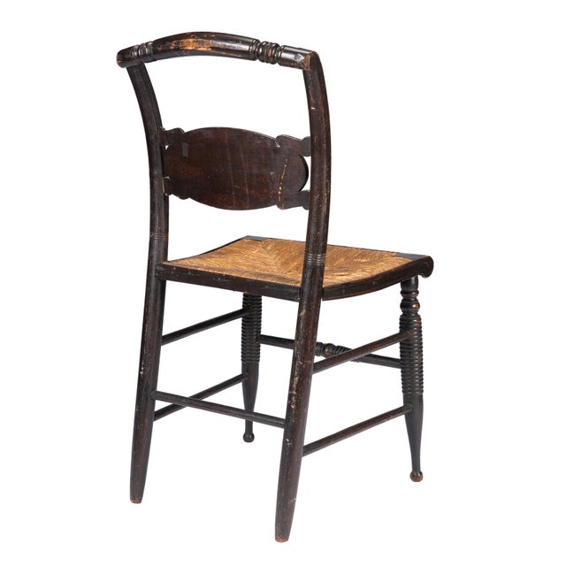 Upper Connecticut Valley Hitchcock Turtle-Back Rush Seat Side Chair, C. 1820-30 For Sale In Chicago - Image 6 of 14