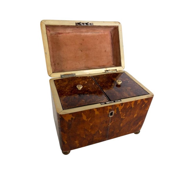 Wood Faux Tortoiseshell Tea Caddy, England Circa 1820 For Sale - Image 7 of 11