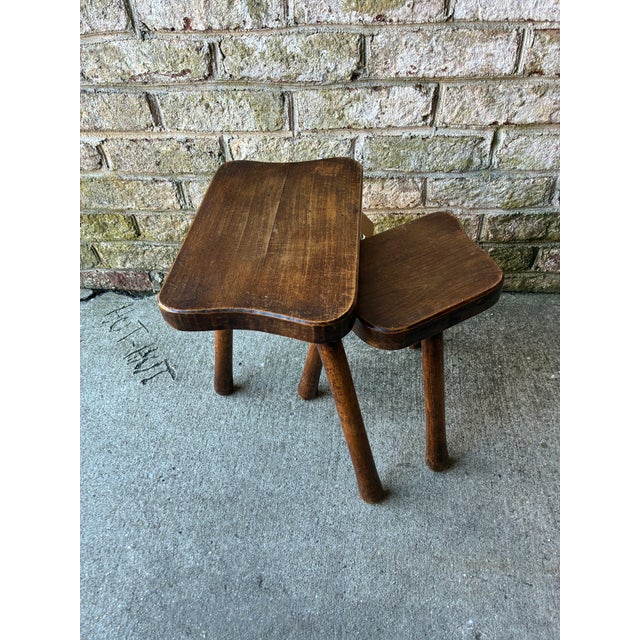 Wood Pair of Small Vintage Wooden Nesting Side Tables, France For Sale - Image 7 of 12