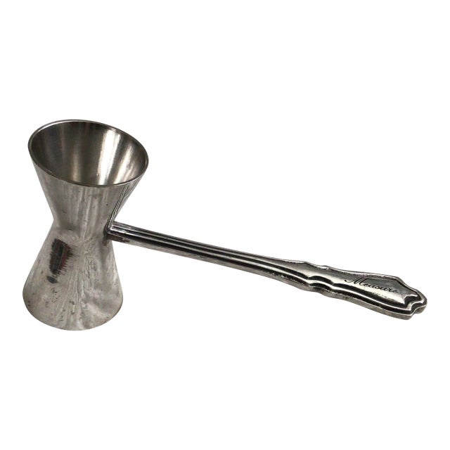 French Silver Double Jigger With Etched “Measure” on the Handle For Sale