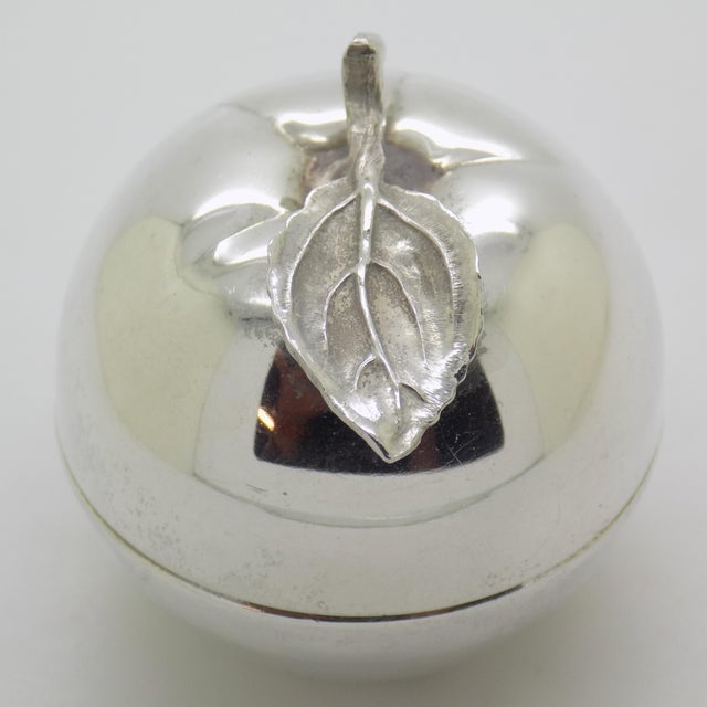 Vintage Italian Handmade Silver Apple Trinket Box, Padova, Italy, 1980s For Sale - Image 4 of 12