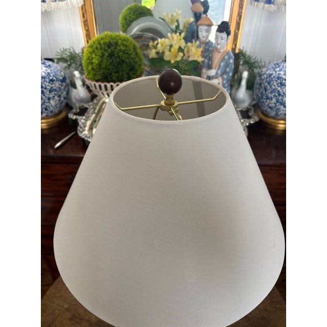 Lauren Ralph Lauren Blue and White Chinoiserie Double Gourd Koi Lamp With Flared Fabric Shade For Sale - Image 6 of 7