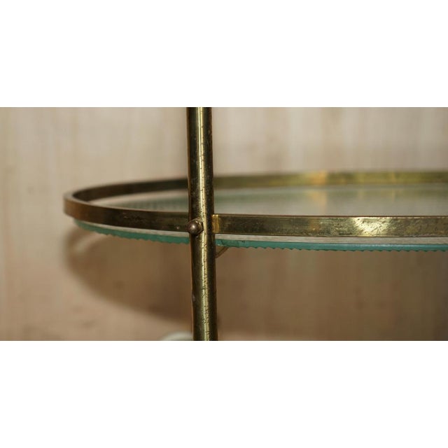 Metal Art Deco Frosted Glass & Polished Brass Drinks Trolley, 1920s For Sale - Image 7 of 15