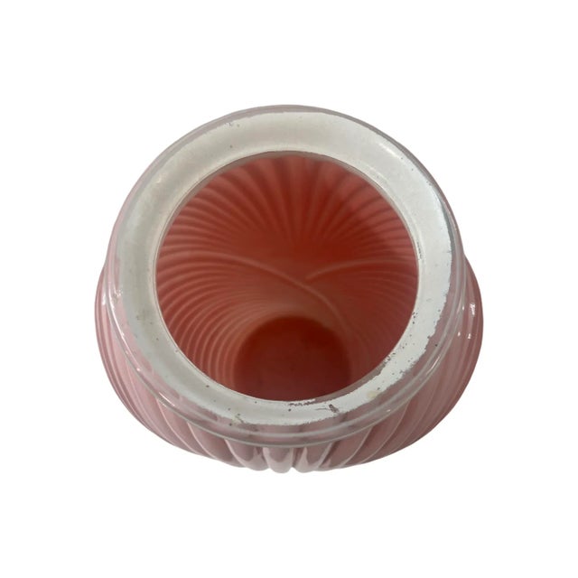 Anchor Hocking Vintage Anchor Hocking Postmodern Large Ribed Pink Glass Vase 1980s Deco Drape Ribbed Accent For Sale - Image 4 of 8