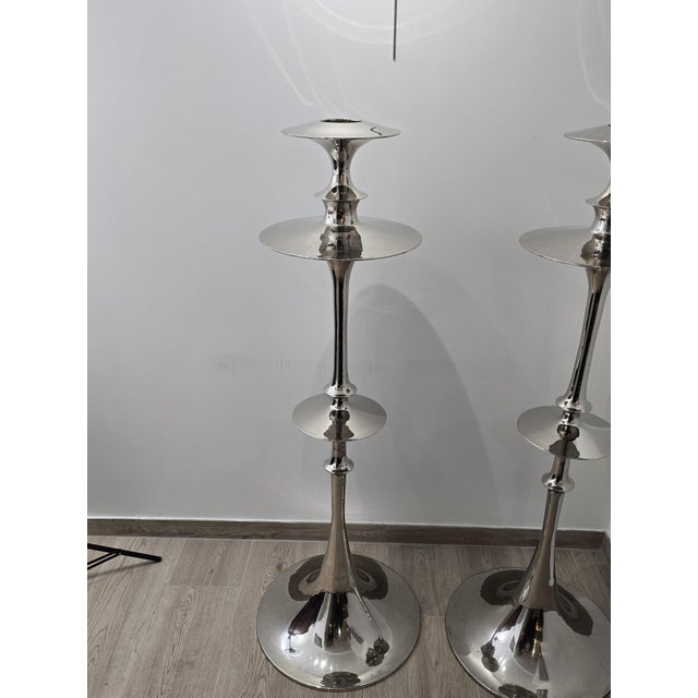 Large Fink Design Candlesticks, Set of 2 For Sale - Image 10 of 11
