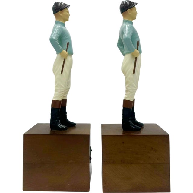 Wood Pair Vintage Vanderbilt Whitney Estate Equestrian Jockey Bookends For Sale - Image 7 of 10