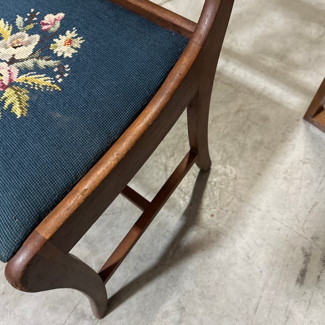 Wood 1970s Wooden Mid Century Modern Carved Needlepoint Chair For Sale - Image 7 of 7