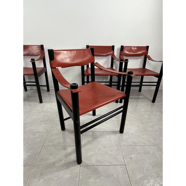 Mid-Century Ibisco Leather Armchairs, Italy, 1960s, Set of 4 For Sale - Image 12 of 14