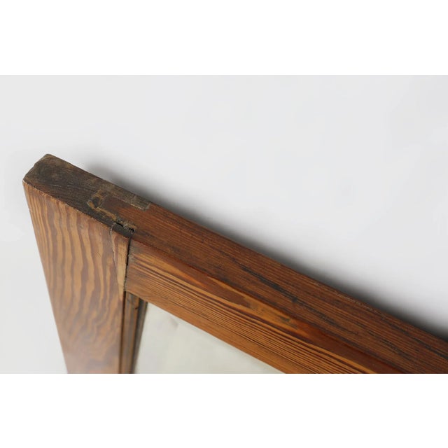 Brown French Mirror with Warm Pine Wood Frame, 1900s For Sale - Image 8 of 11