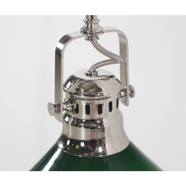 Mid 20th Century Modern Green Austrian Glass Nickel Pole Pendant Light For Sale - Image 6 of 8