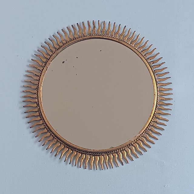 1960s Vintage Spanish Gilt Metal Sunburst Mirror, 1960s For Sale - Image 5 of 5