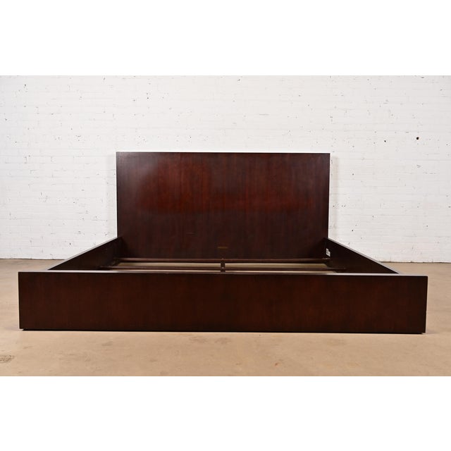 Art Deco Ethan Allen Modern Art Deco Mahogany King Size Bed For Sale - Image 3 of 9