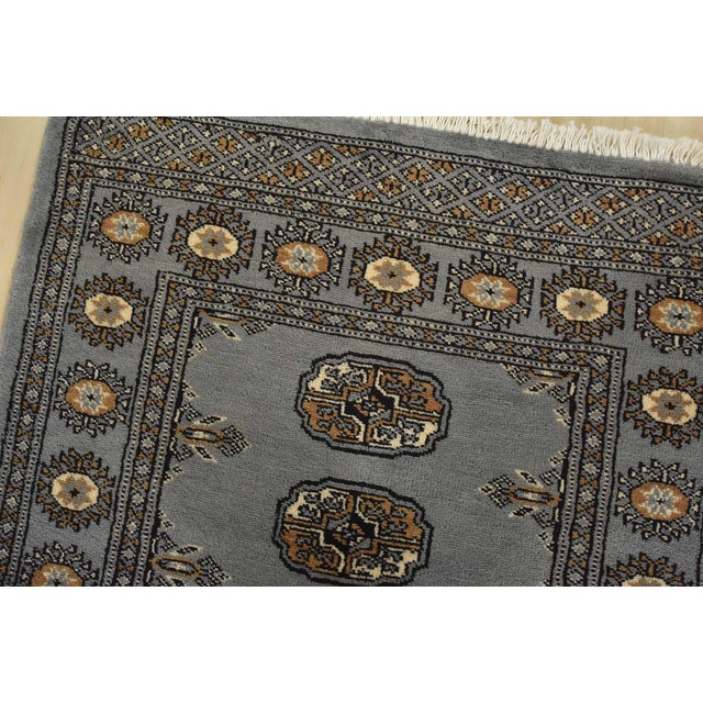 2020s Bokhara Rug 2’8” X 4’1” Gray Wool Tribal Hand-Knotted Oriental Carpet For Sale - Image 5 of 9