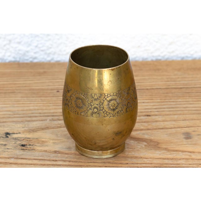 Kashmiri Brass Floral Engraved Cup For Sale - Image 4 of 8