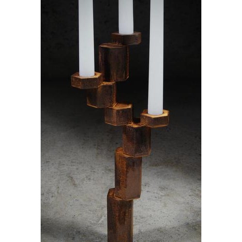 Contemporary Candlestick to Illuminate the Ruins of Time in Steel by Frederic Gaillard For Sale - Image 3 of 8